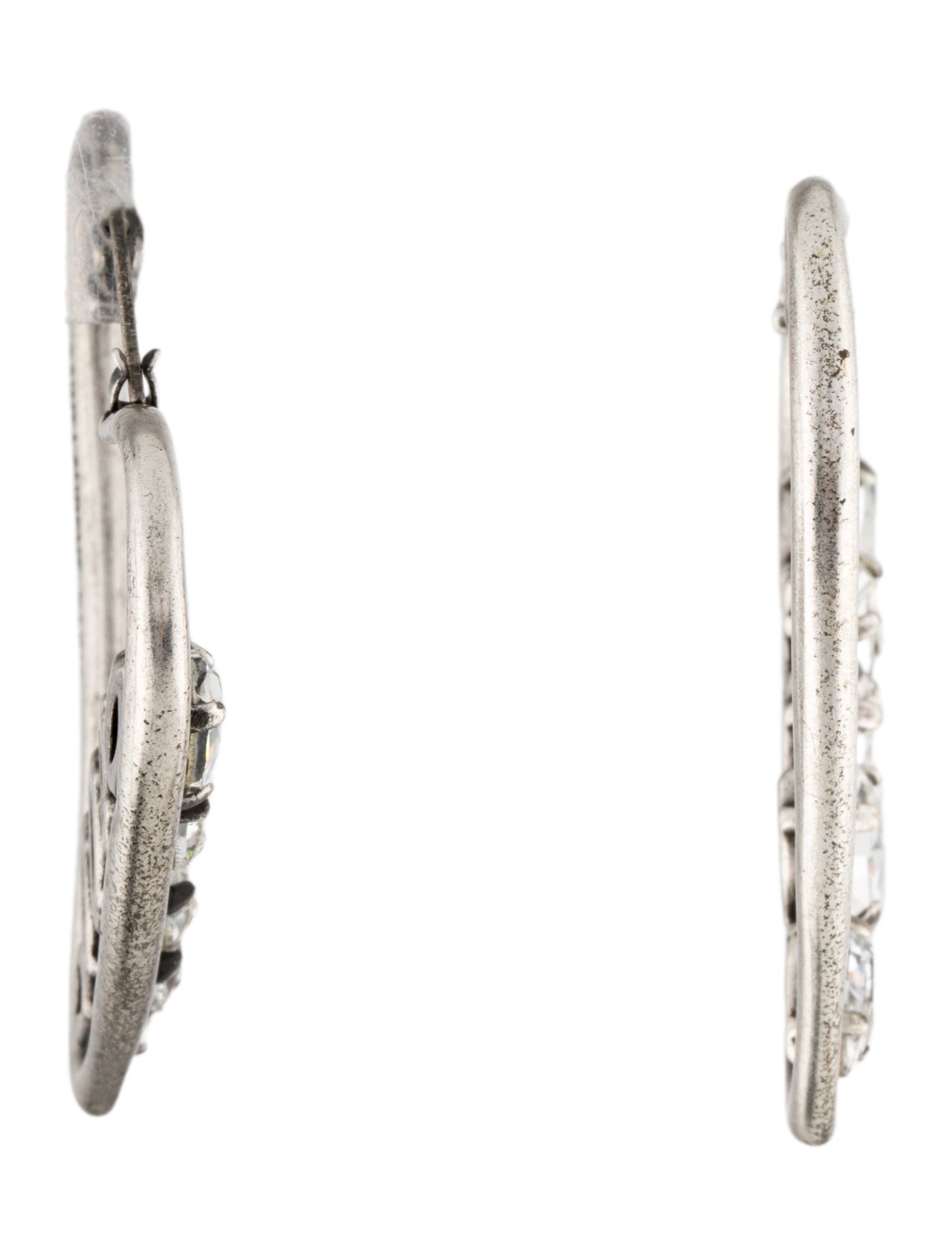 Saint Laurent Crystal Heart Hoop Earrings